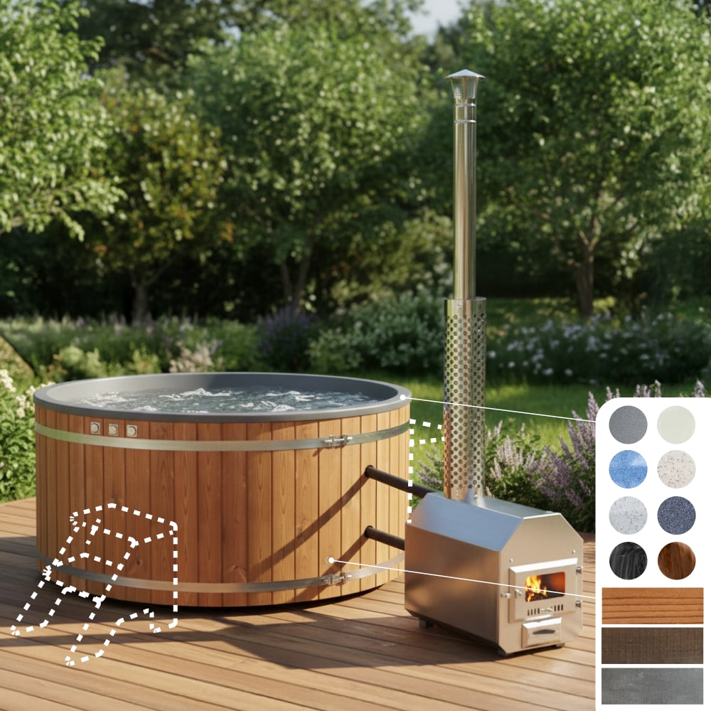 Konfigurierbar Hot Tub Holz Runder 4-6 Personen | Externe Ofen