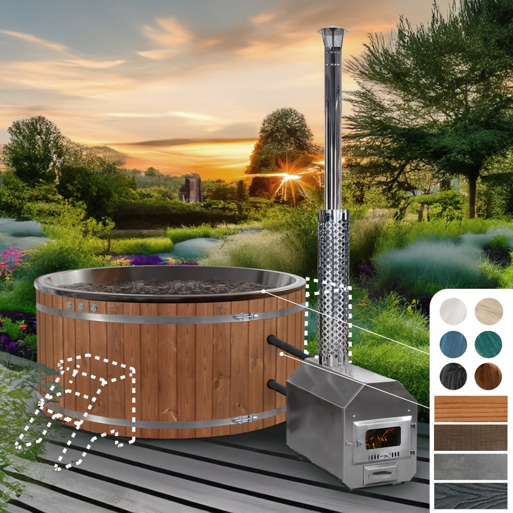 Konfigurierbar Hot Tub Holz Runder 4-6 Personen | Externe Ofen