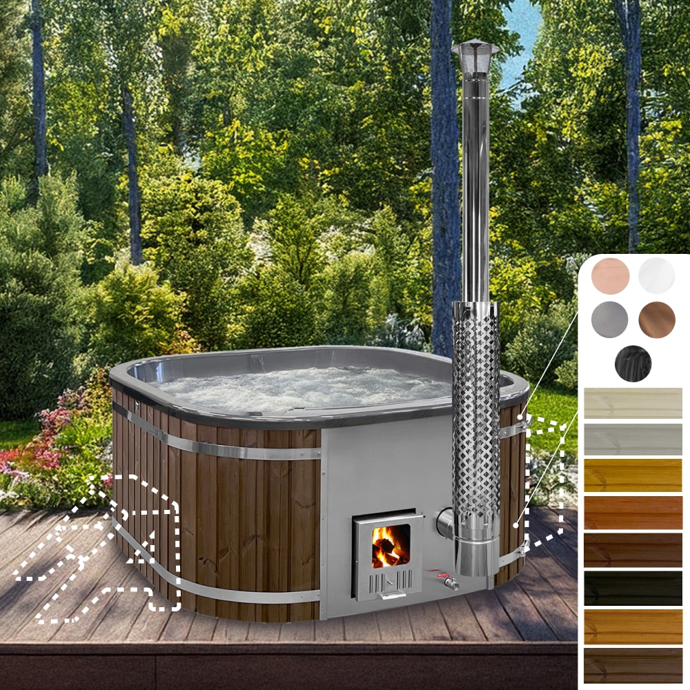 Konfigurierbar Whirpool mit Holzofen Quadratisch für 4-6 Personen