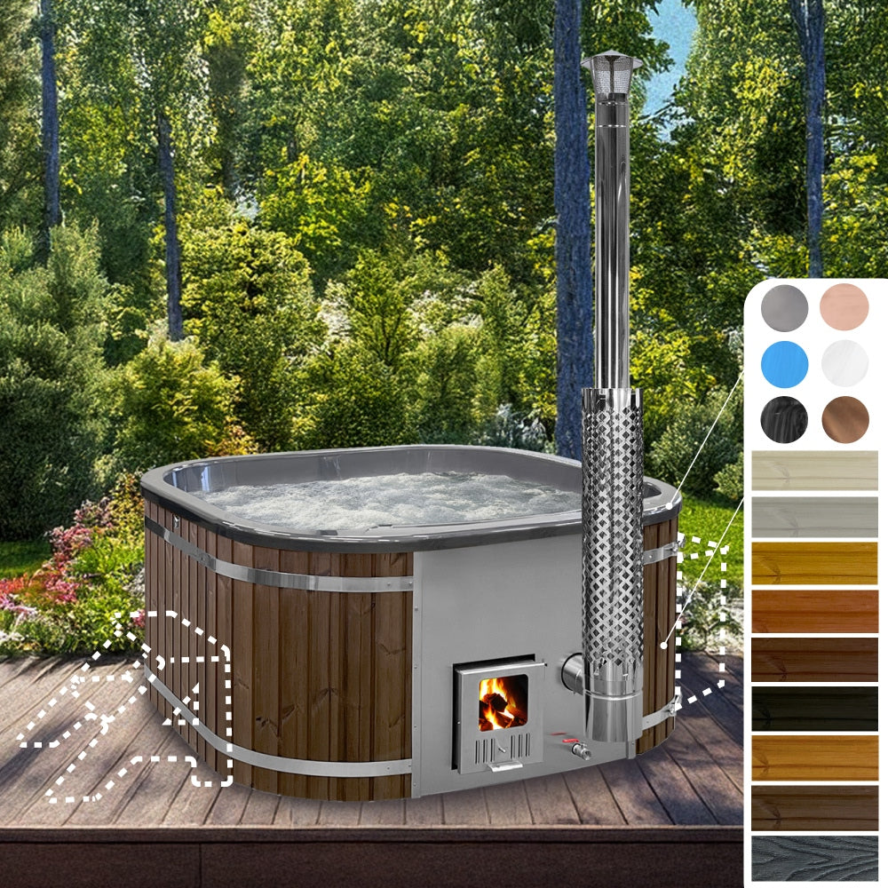 Konfigurierbar Whirpool mit Holzofen Quadratisch für 4-6 Personen