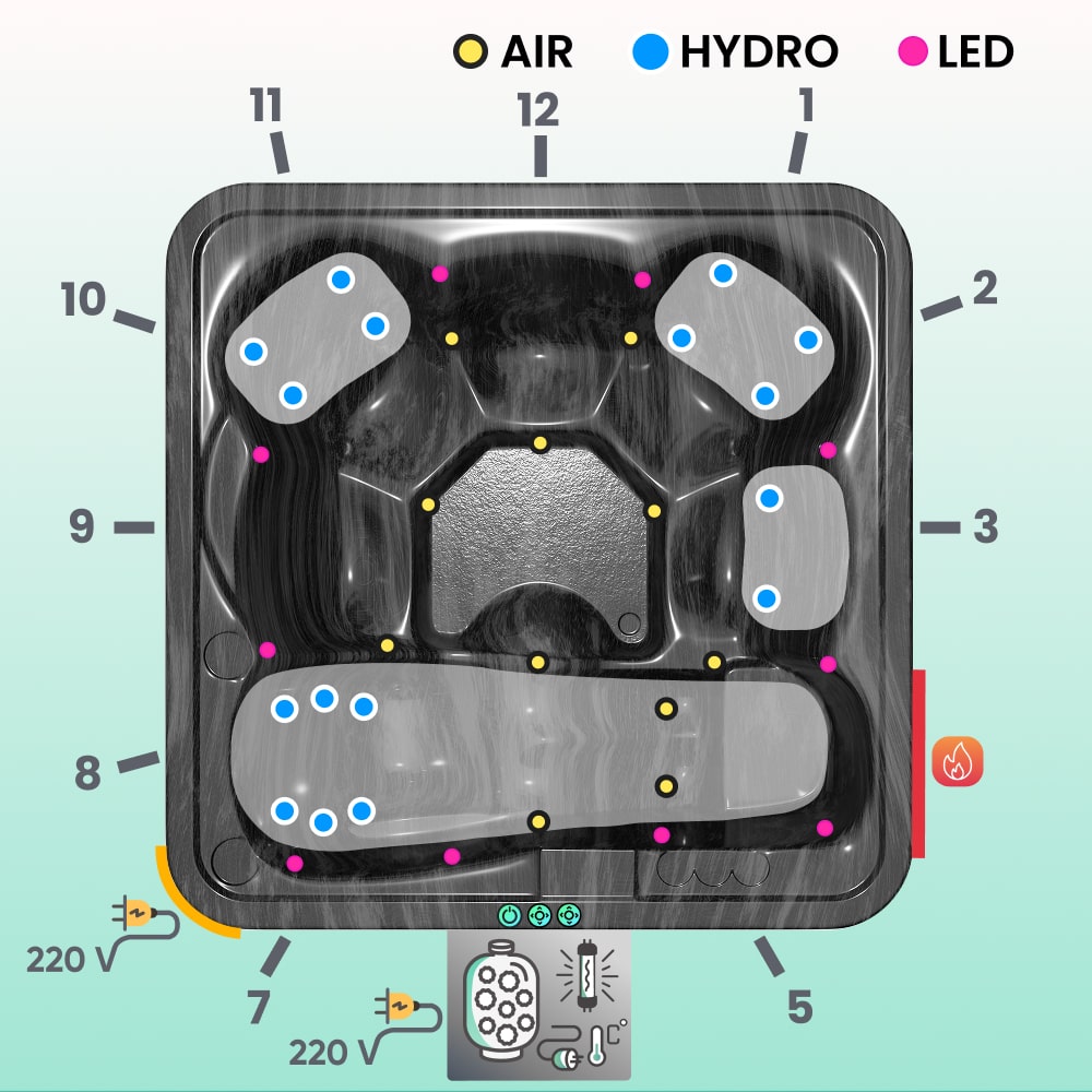 Premium Sand Filter Square Lounge Wood Fired Hot Tub | Optimal Configuration