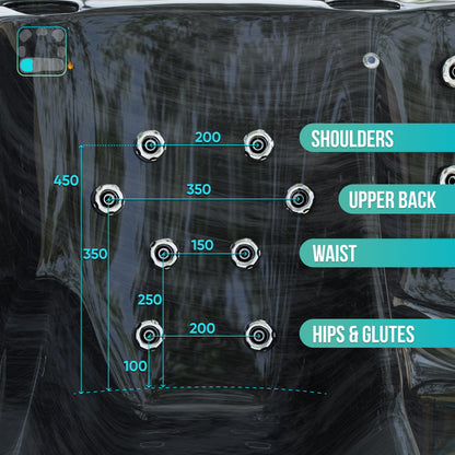 Premium Square Wood-Fired Hot Tub with 34 Hydro Jets & Reclining Lounger – Seats 6