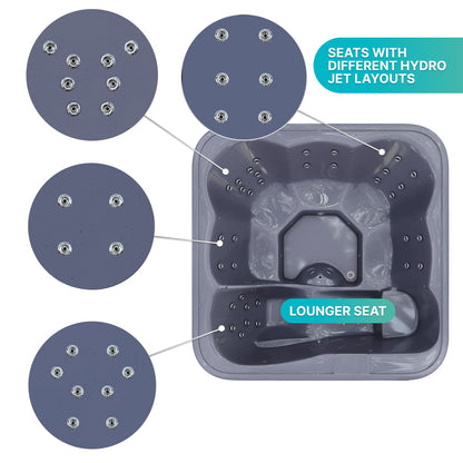 Premium Whirlpool mit Holzofen – 34 Hydro-Jets, Liegeposition | Für 6 Personen