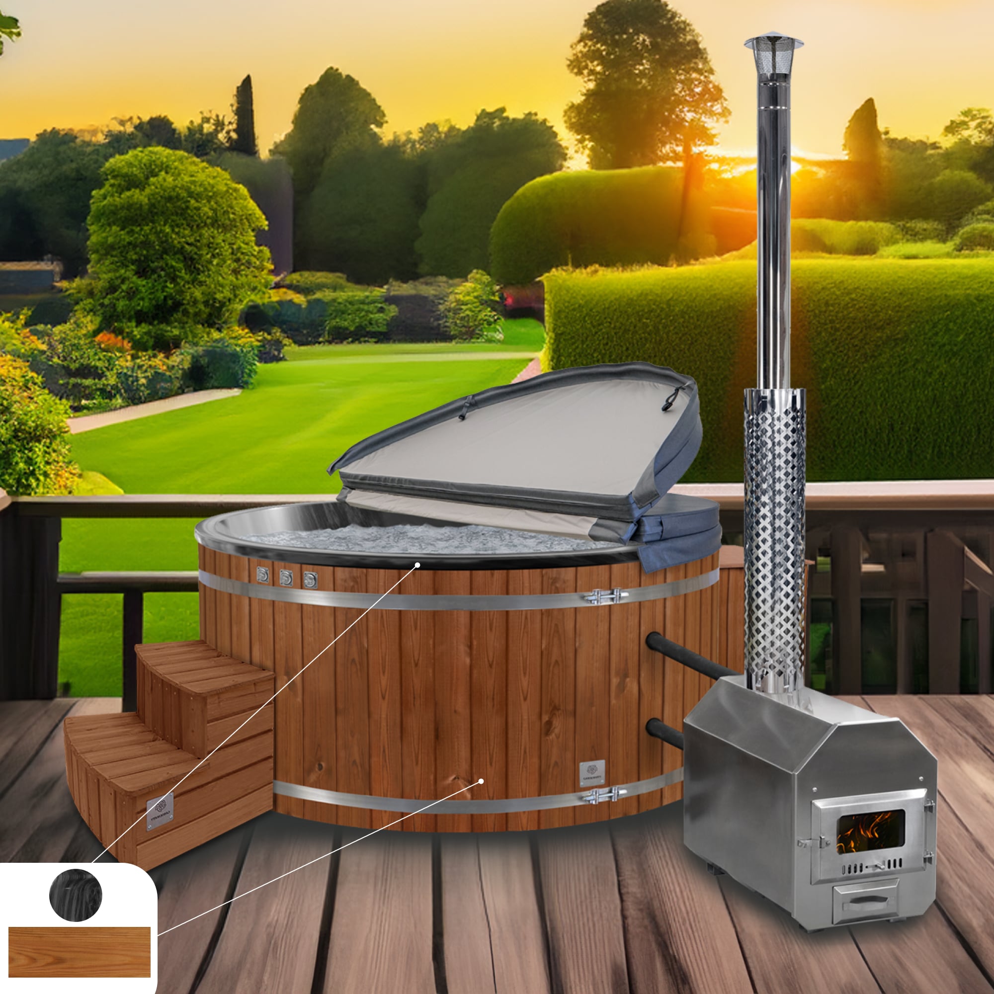 Hot Tub mit Premium-Sandfilter | Beste Konfiguration | Externer Ofen