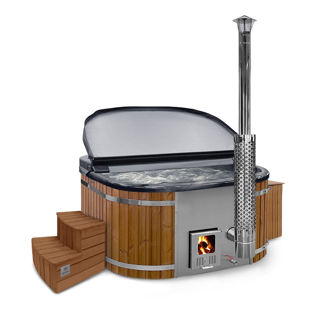 Die beste Konfiguration Premium Hot Tub | 4-6 Personen  | Integrierter Holzofen AISI 316