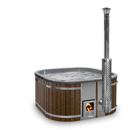 Configure Square Wood Fired Hot Tub for 4-6 Persons | Integrated Heater