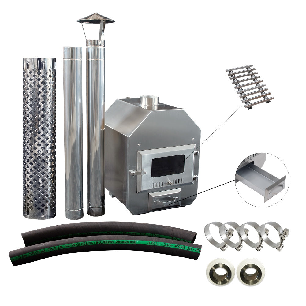 26 kW Komplettset Ofen für Hot Tub Badefass, Badebottich, Badezuber, Poolofen Octa M | AISI 316