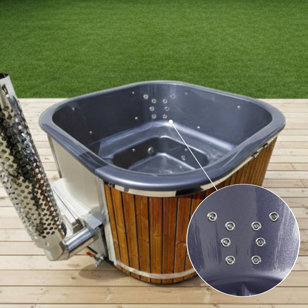 Whirlpool mit Holzofen – 28 Hydro-Jets, Innenofen Horizon | Für 4-8 Personen 