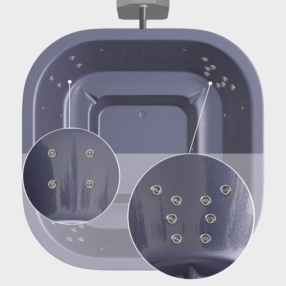 Whirlpool mit Holzofen – 28 Hydro-Jets, stärkster Außenofen | Für 4-8 Personen