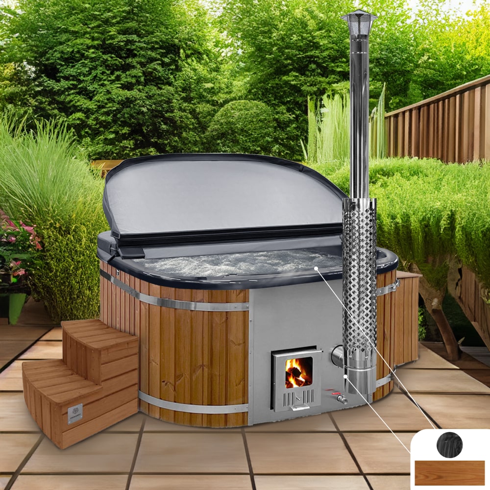 Die beste Konfiguration Premium Hot Tub | 4-6 Personen  | Integrierter Holzofen AISI 316