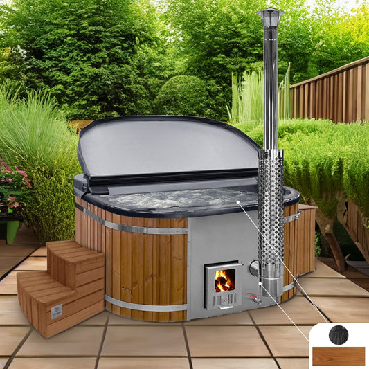 Die beste Konfiguration Premium Hot Tub | 4-6 Personen  | Integrierter Holzofen AISI 316