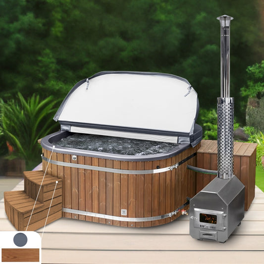 Premium Eckiger Hot Tub mit Premium Filteranlage | Beliebte Wahl | Metallisch grau 6-8 | Externer AISI 316