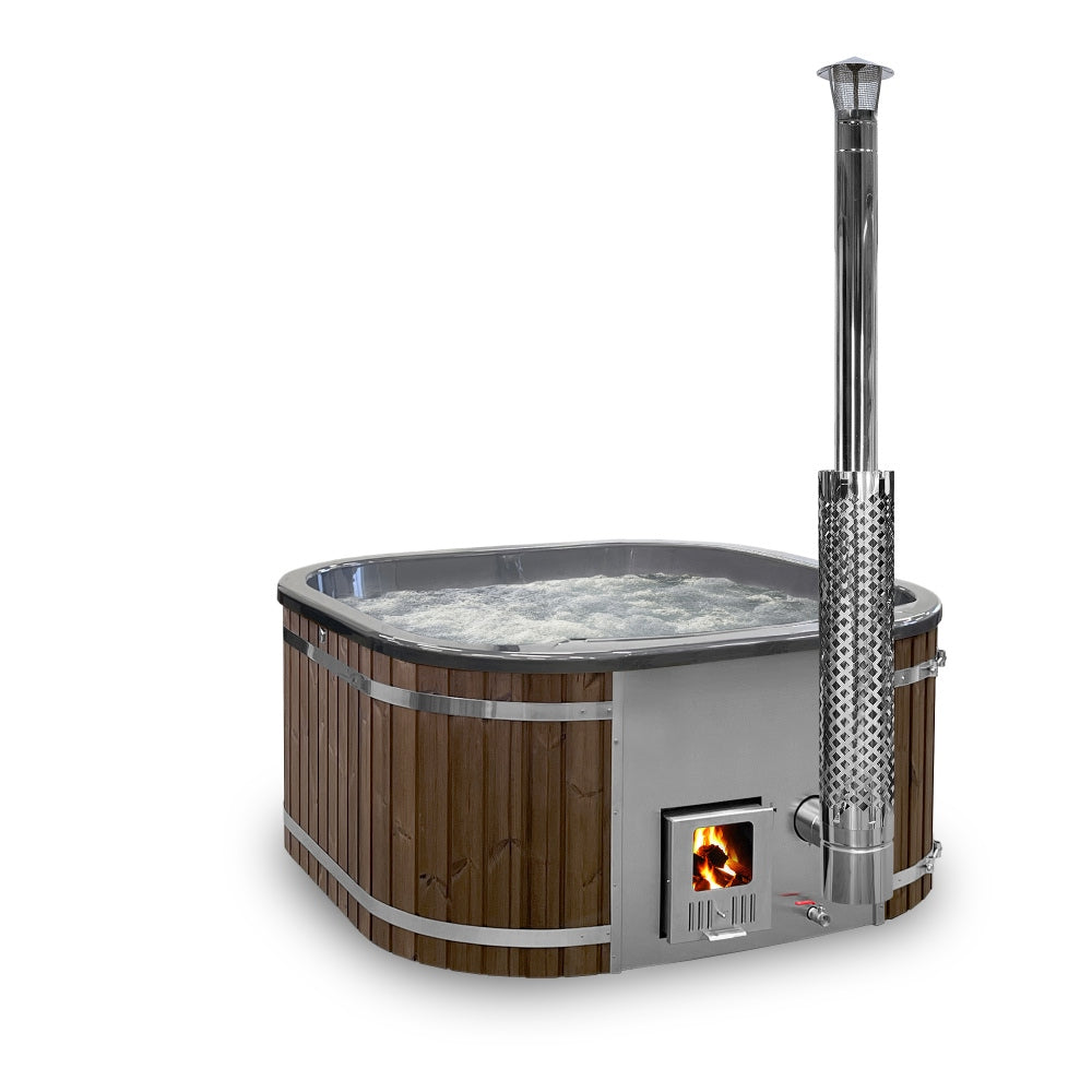 Konfigurierbar Whirpool mit Holzofen Quadratisch für 4-6 Personen