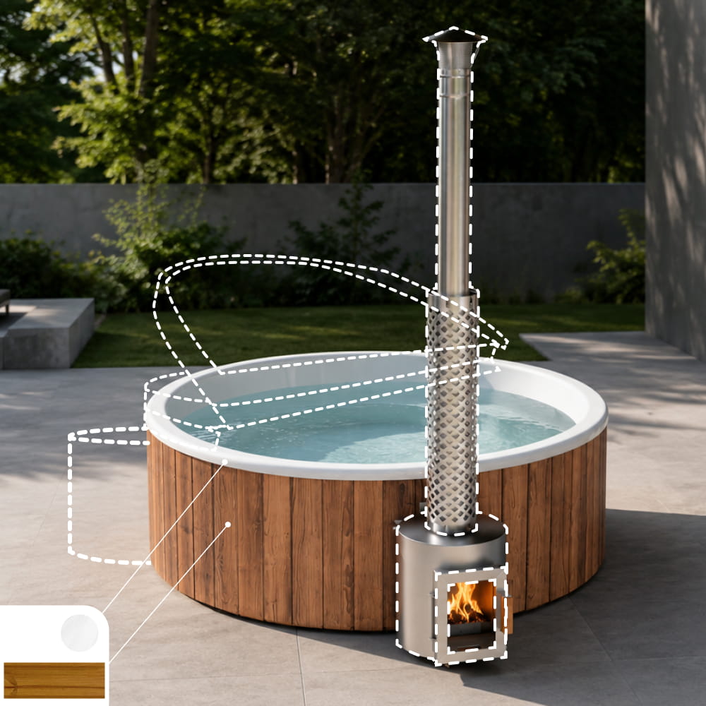 Ebeno Hot Tub Badefass für 3–4 Personen | flacher Hot Tub, nur 72 cm, konfigurierbar