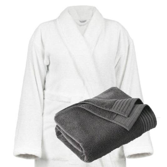 White bathrobe and large towel