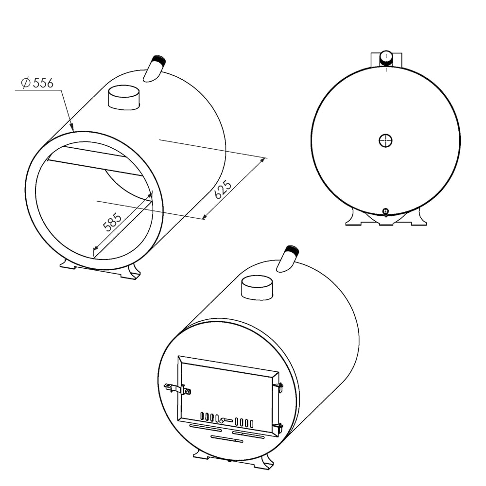 39 kW Komplettset Ofen Fire Barrel für Hot Tub Badefass, Badebottich, Badezuber, Poolofen 