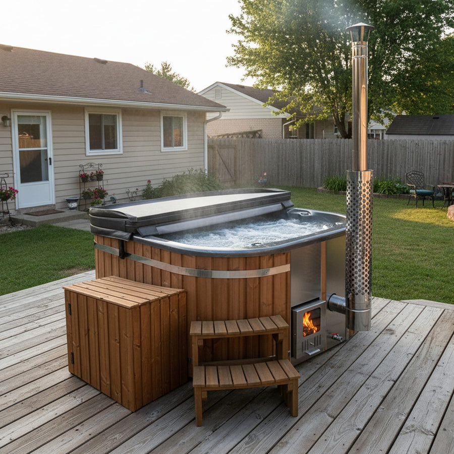 Super Offer | All-Inclusive eckiger Hot Tub | Luft- & Hydrodüsen | Sandfilter & UV-C | 4–6 Sitzer