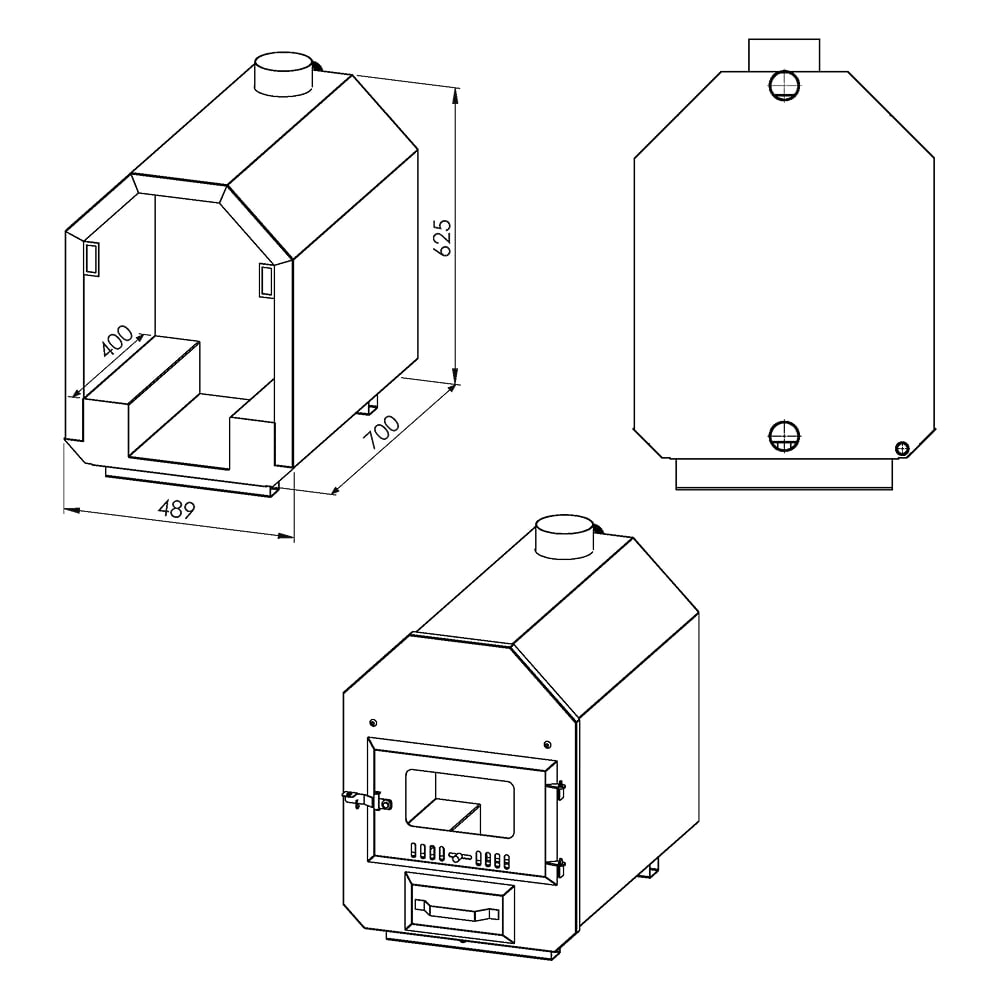 33 kW Komplettset Ofen für Hot Tub Badefass, Badebottich, Badezuber, Poolofen Octa M | AISI 316