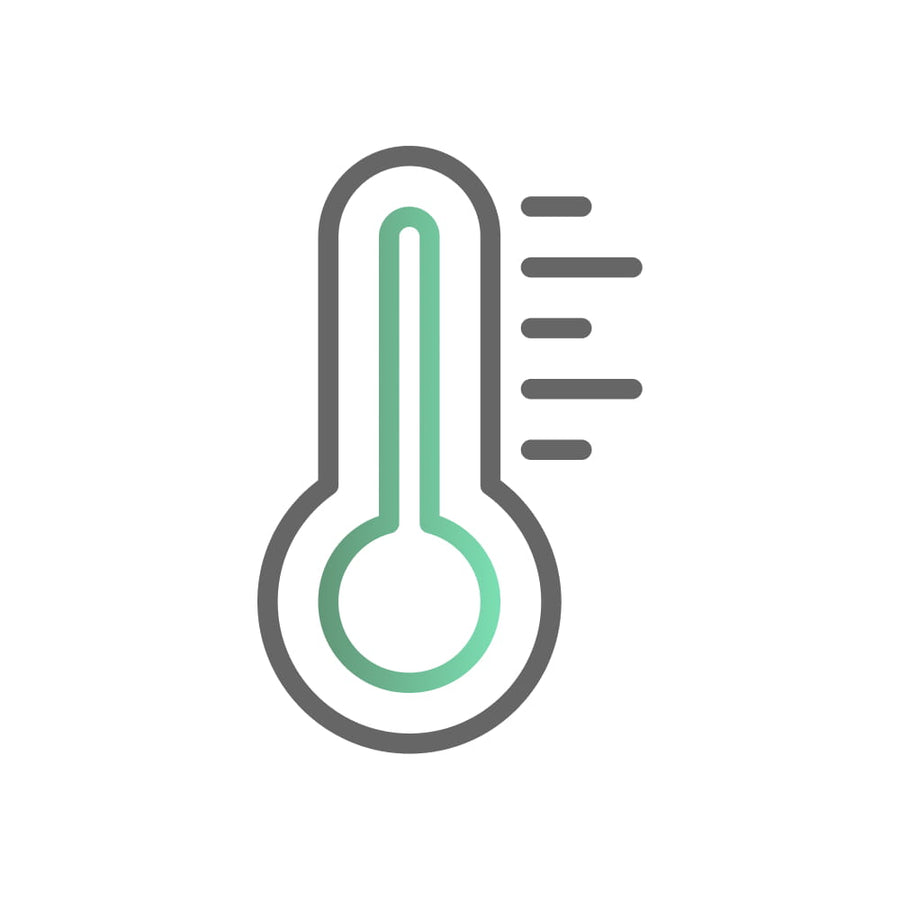 Thermometer-Icon mit grün gefülltem Bereich auf weißem Hintergrund